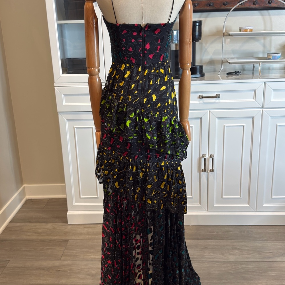 Alice + Olivia Pink and Red Embellished Tiered Maxi Dress - Picture 5 of 12